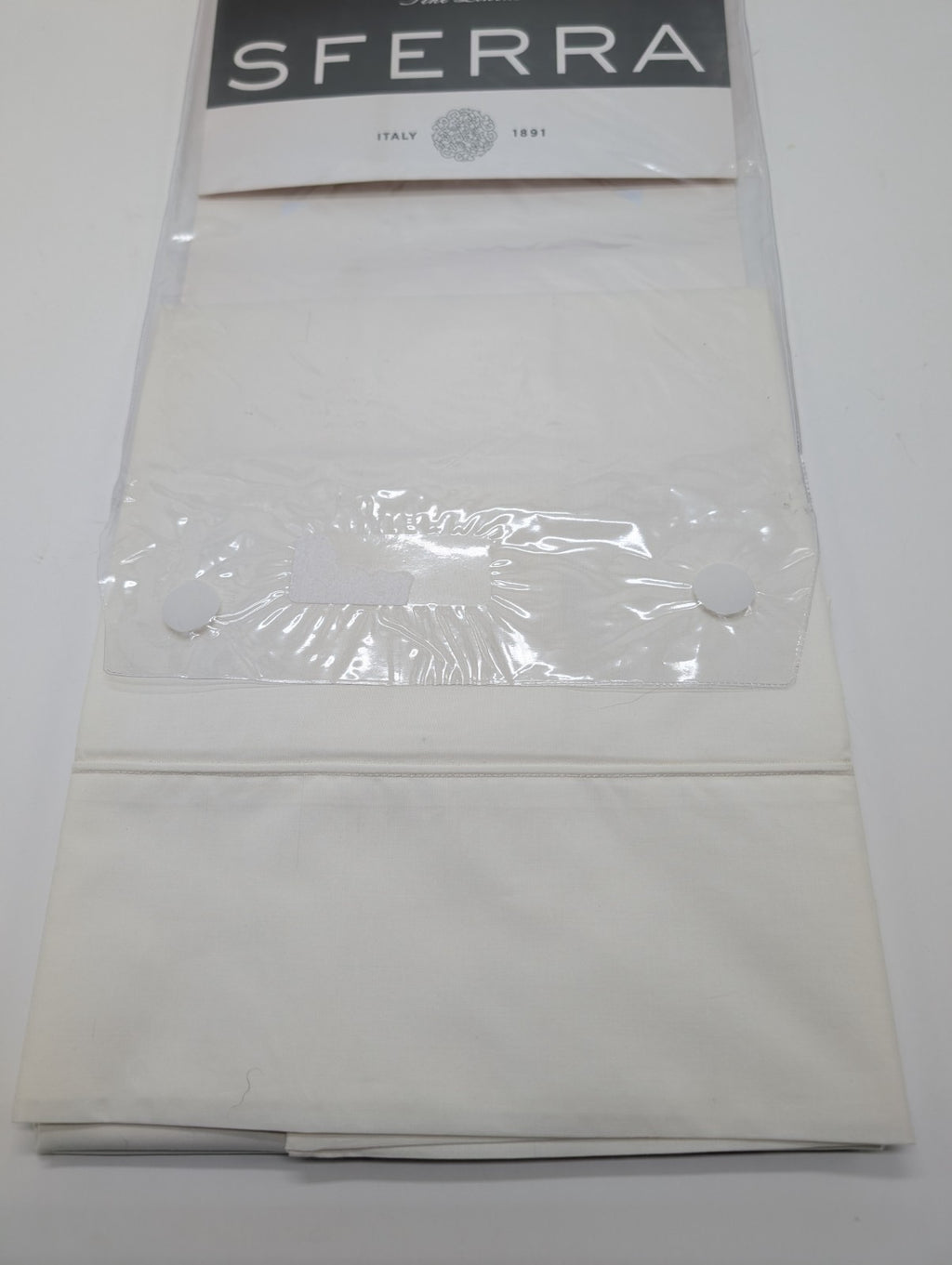 Sferra Isabella Ivory King Pillowcases Solid 100% Cotton Percale 500TC Italy NEW2
