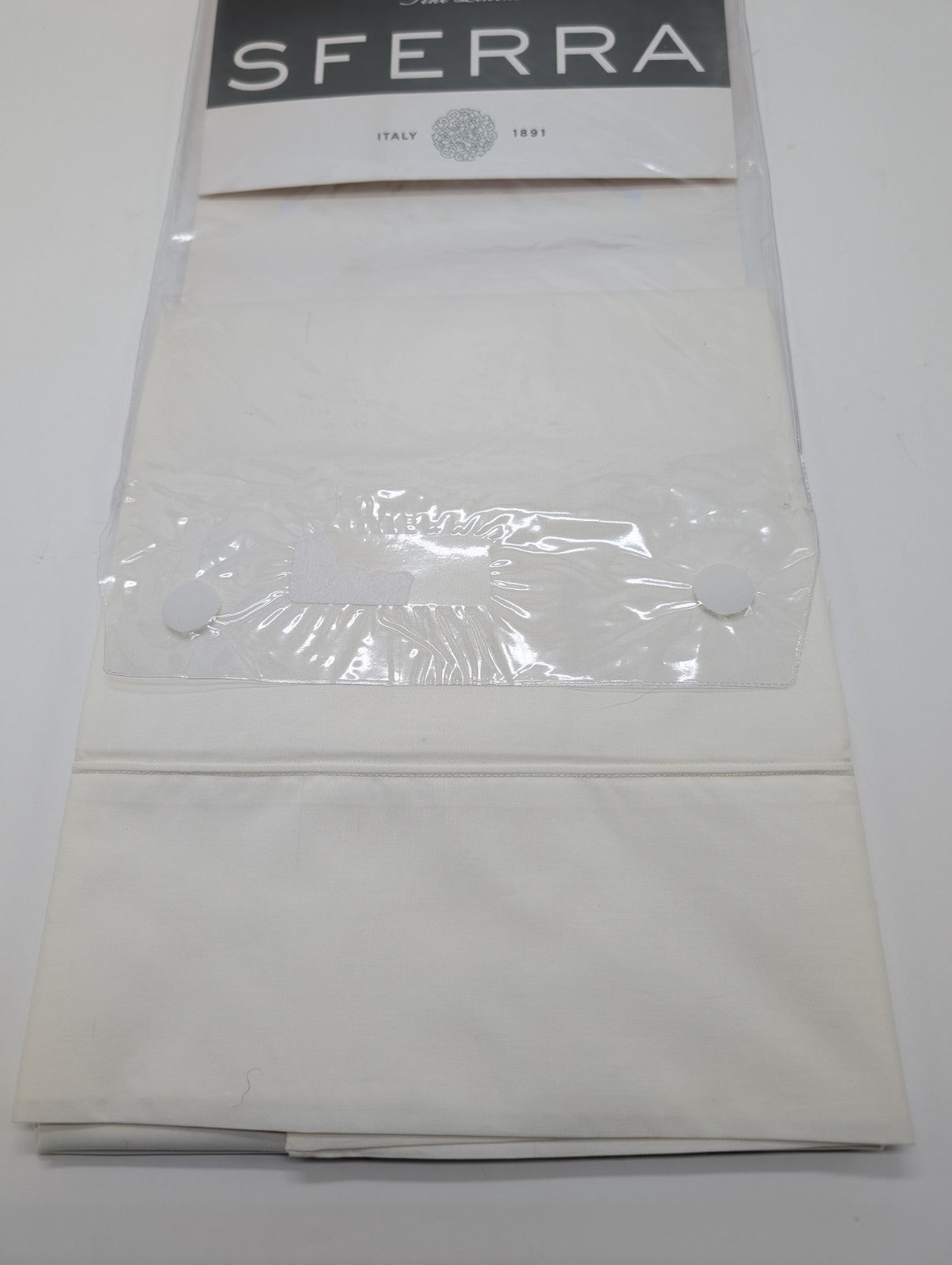 Sferra Isabella Ivory King Pillowcases Solid 100% Cotton Percale 500TC Italy NEW2