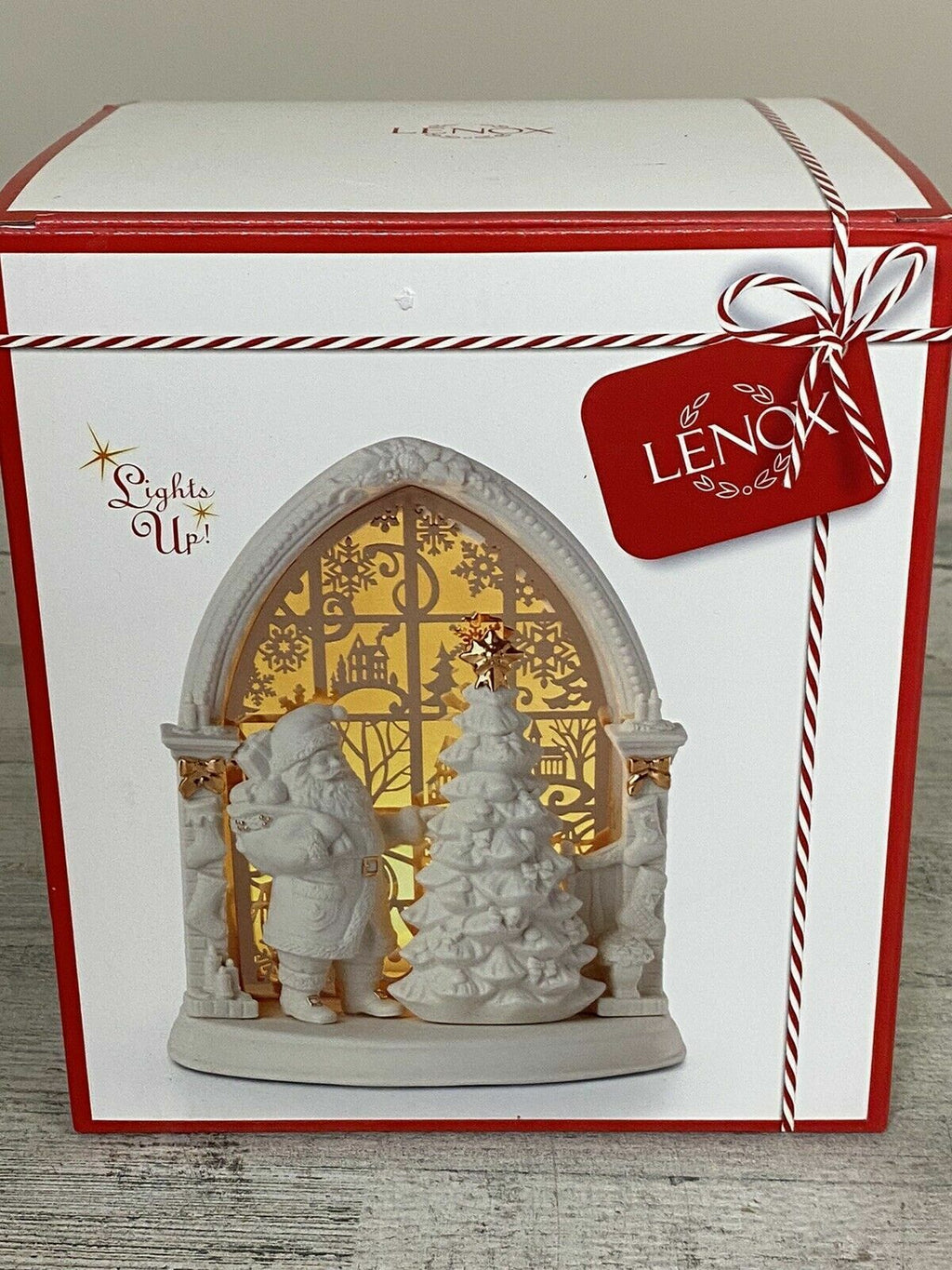 Lenox Illuminations Lighted Santa Figurine Christmas Tree Pierced Gold Arch NEW1