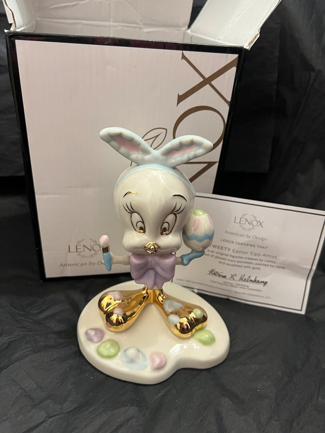 Lenox Tweety Bird Easter Artist Figurine Painting Eggs Looney Tunes COA NEW5
