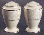 Lenox Pearl Innocence Platinum Salt & Pepper Shakers Set Enamel Dots NEW IN BOX1