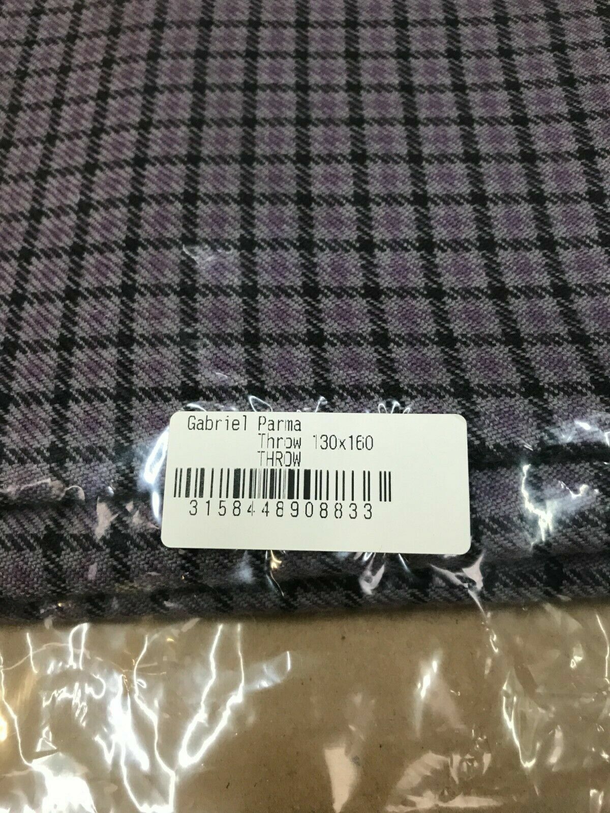 Yves Delorme Purple Gabriel Throw Blanket Fringed Houndstooth Merino Wool NEW5