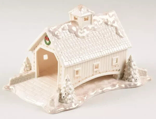 Lenox Mistletoe Park Covered Bridge Figurine Village Treasures Christmas NEW2