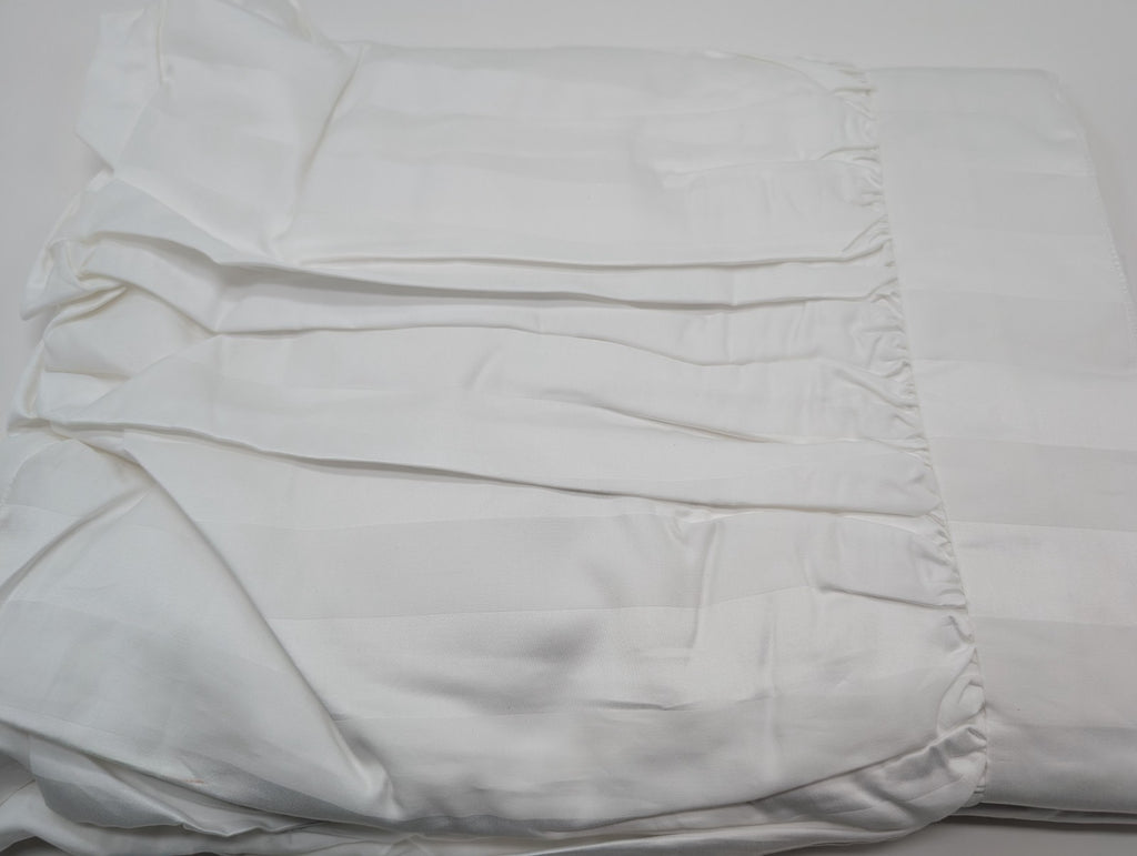 Sferra Presidio White King Dust Ruffle Stripe Gathered Egyptian Cotton Italy NEW1