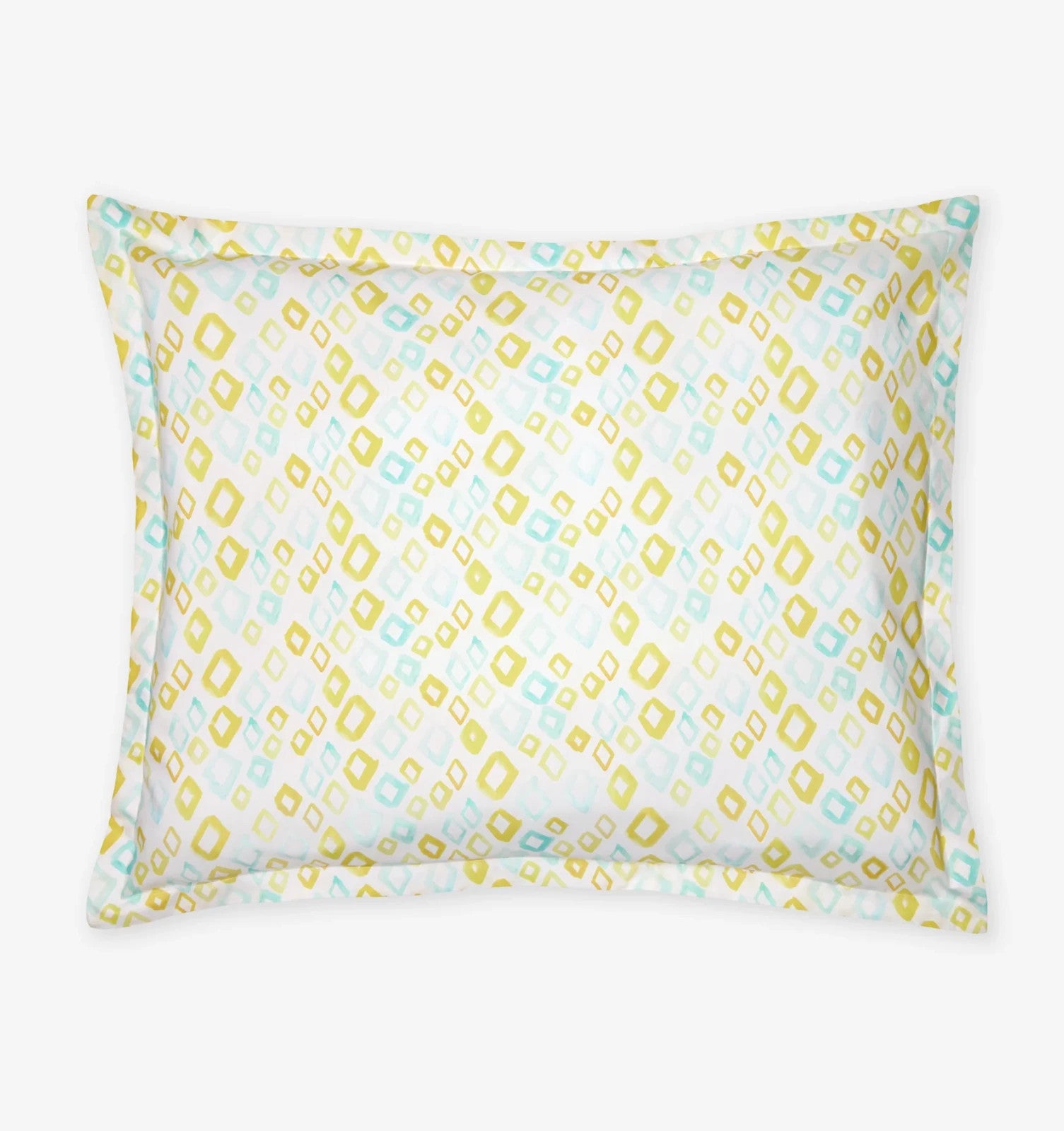 Sferra Geometrico Queen Duvet Set 3PC Aqua Yellow Diamond Percale Print Italy Ne13