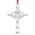Lenox Gemmed Cross Ornament Filigree Silver Pearl Crystals 2015 Christmas NEW0