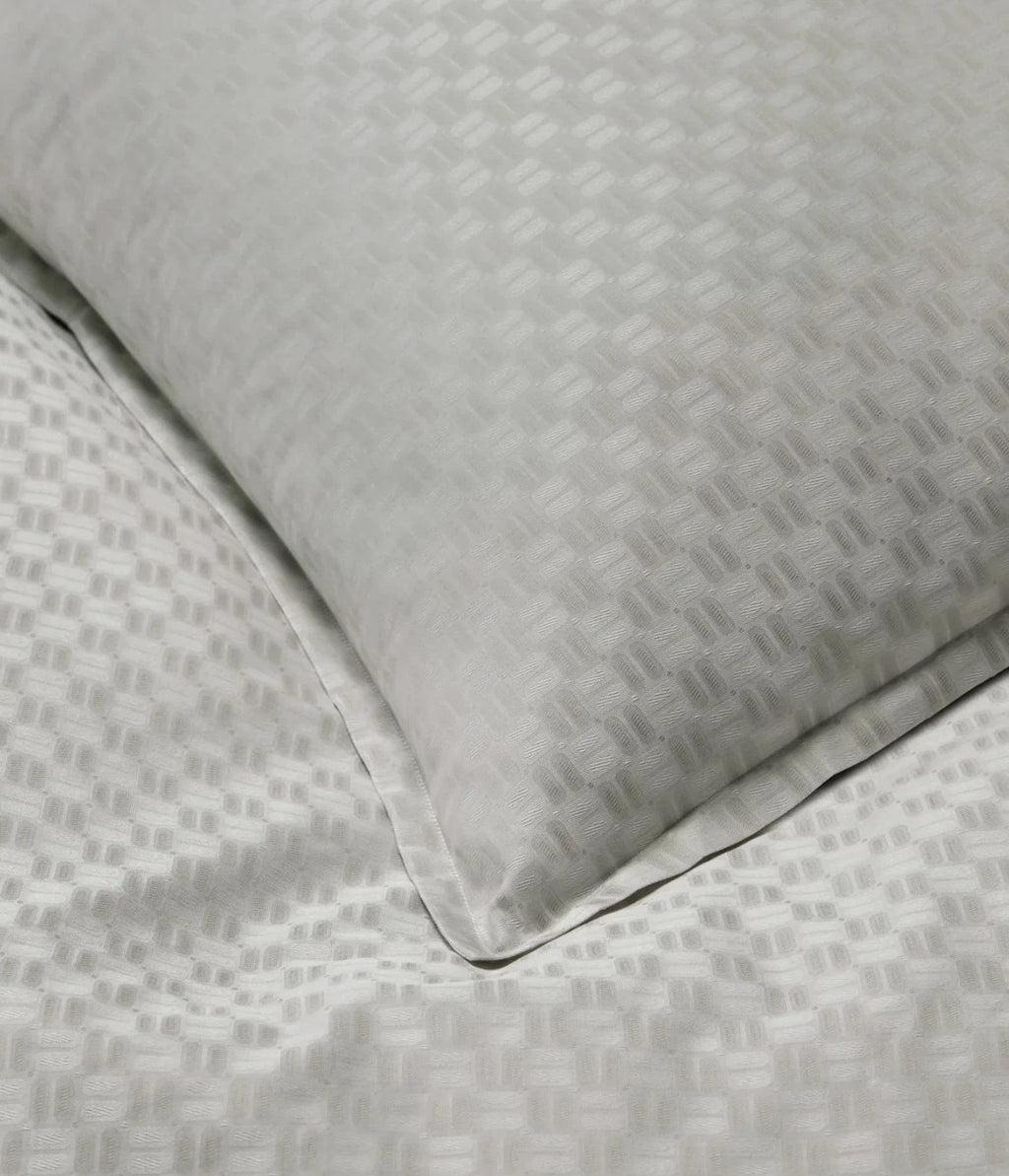 Sferra Macchia Grey Standard Shams Pair  Basketweave Cotton Jacquard Italy NEW2