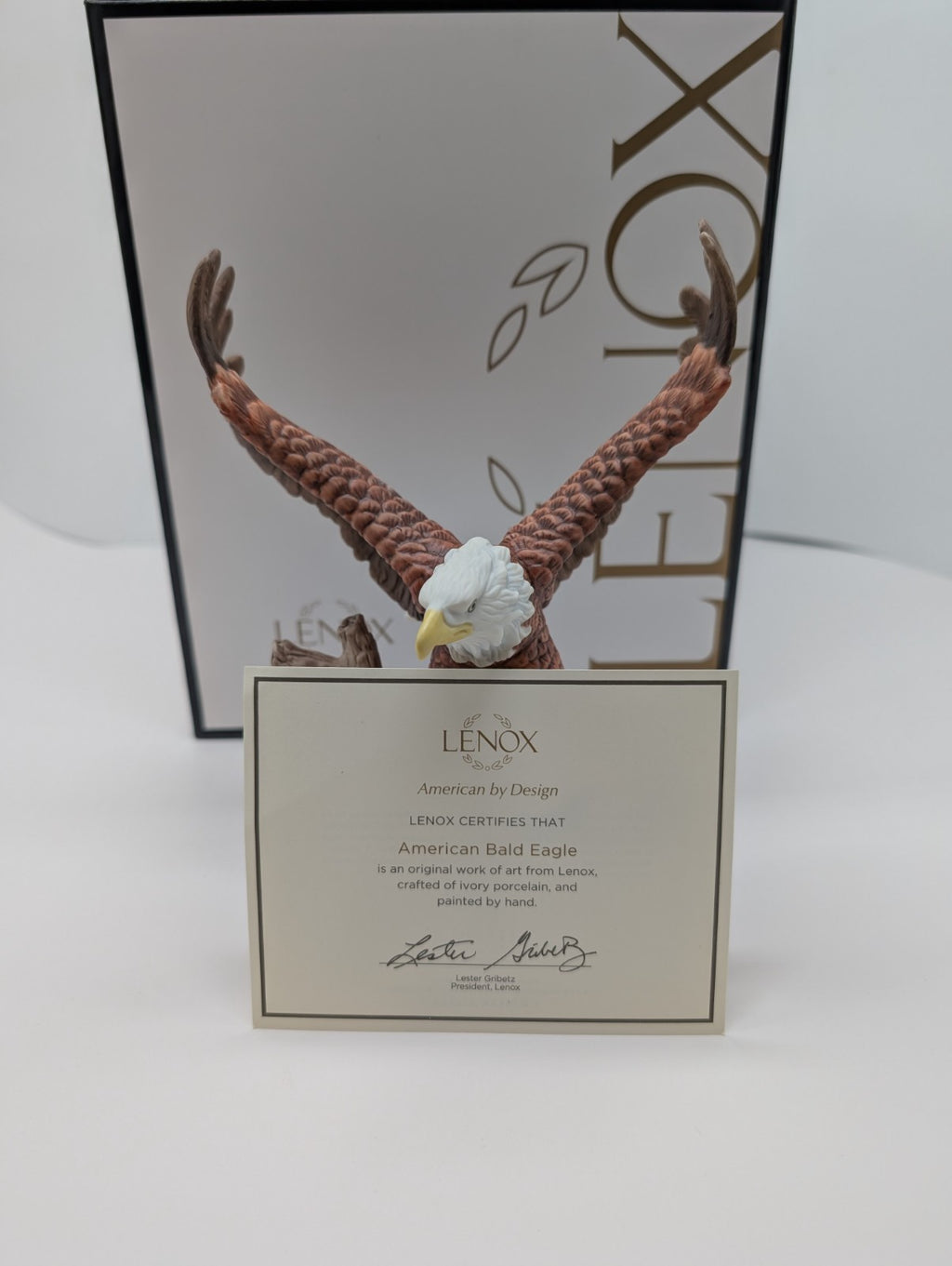 Lenox American Bald Eagle Figurine Bird Patriotic USA Wings Spread Perched NEW2