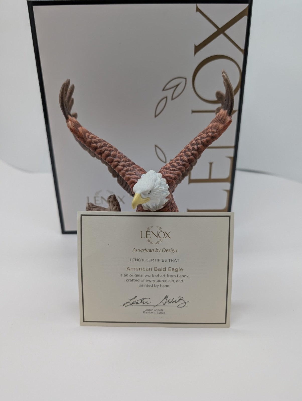 Lenox American Bald Eagle Figurine Bird Patriotic USA Wings Spread Perched NEW2