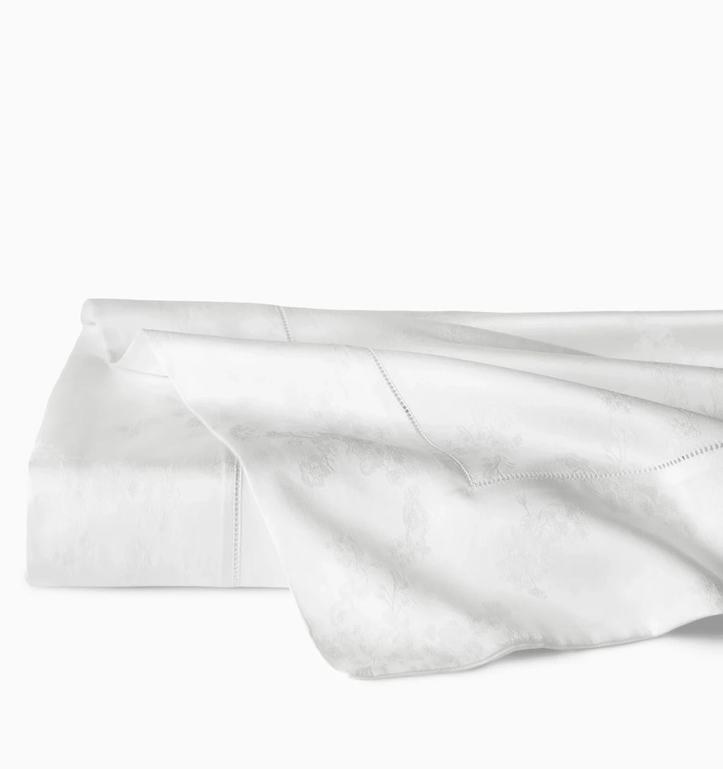 Sferra Giza 45 Natura White Queen Flat Sheet Egyptian Cotton Sateen Jacquard NEW1