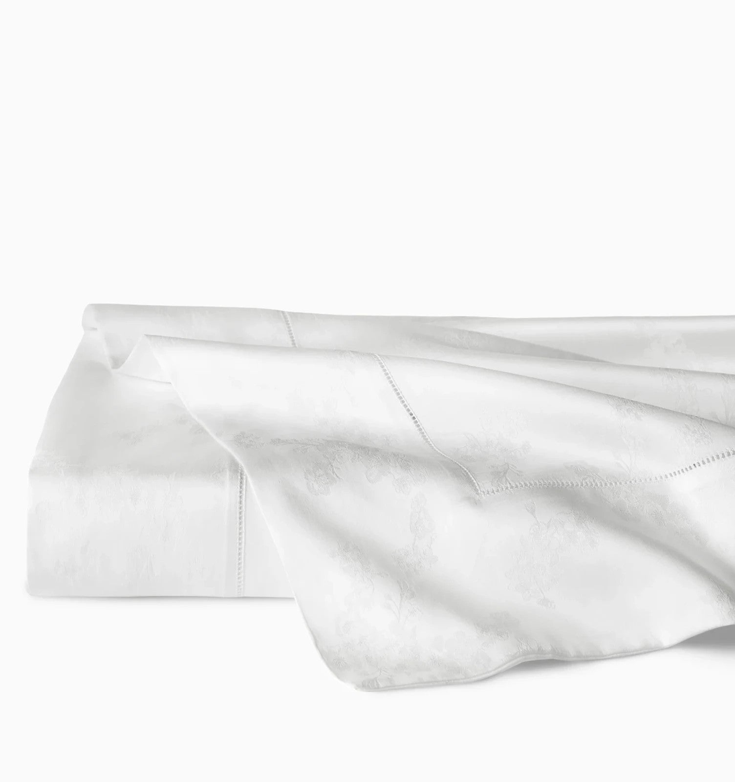 Sferra Giza 45 Natura White Queen Flat Sheet Egyptian Cotton Sateen Jacquard NEW1