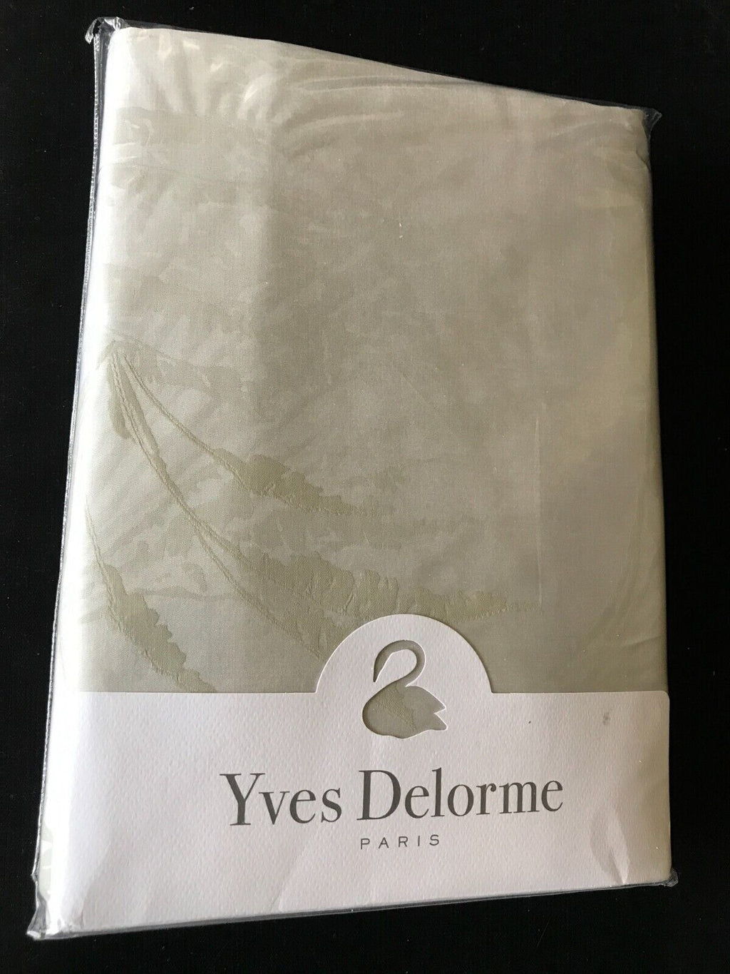 Yves Delorme Palmea Sage Queen Flat Sheet Palm Leaves Reversible Jacquard NEW5