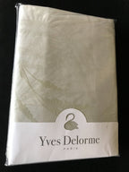 Yves Delorme Palmea Sage Queen Flat Sheet Palm Leaves Reversible Jacquard NEW5