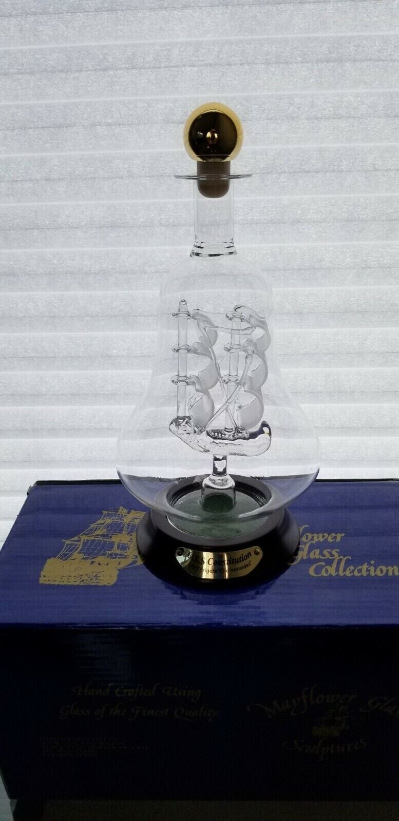 Lenox USS Constitution Navy Ship In Glass Decanter Old Ironsides Mayflower NEW9