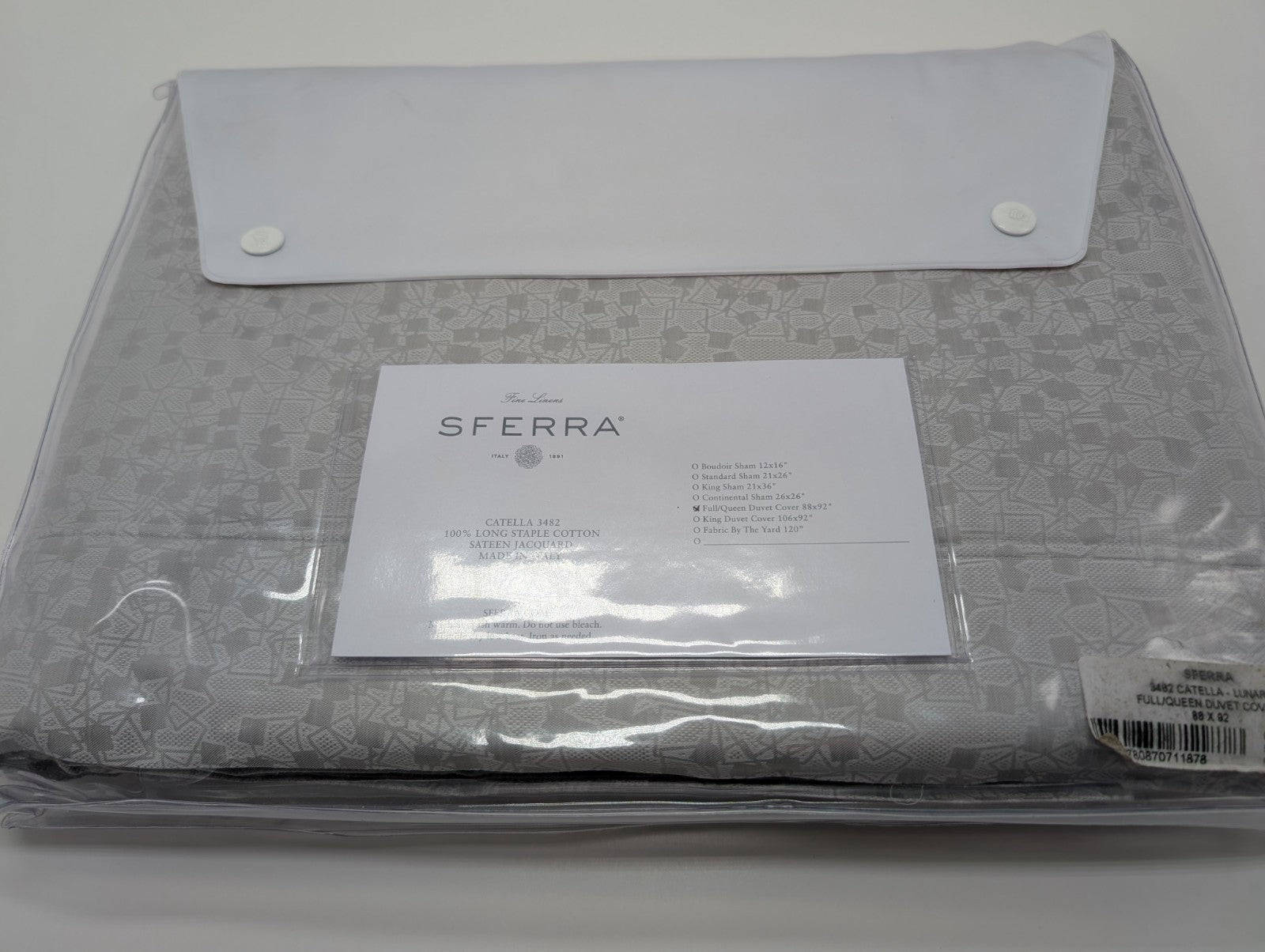Sferra Catella Queen Duvet Euro Set 3PC Lunar Cotton Sateen Jacquard Italy NEW22