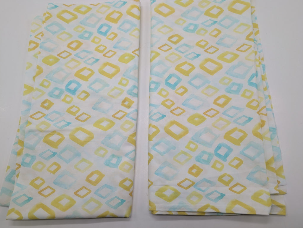Sferra Geometrico Queen Duvet Set 3PC Aqua Yellow Diamond Percale Print Italy Ne20