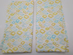 Sferra Geometrico Queen Duvet Set 3PC Aqua Yellow Diamond Percale Print Italy Ne20