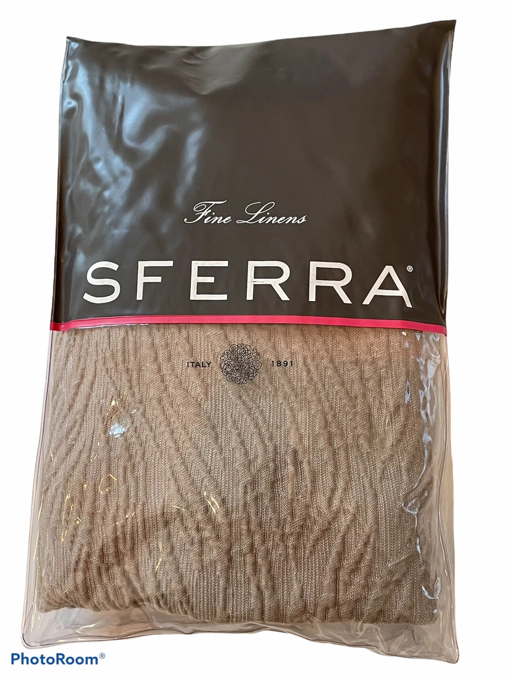 Sferra Rino Sand King Sham Textured Wavy Patina 100% Egyptian Cotton Italy NEW6