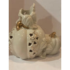 Lenox Pierced Pumpkin Candlestick Holders Pair Fall Halloween Thanksgiving NEW8