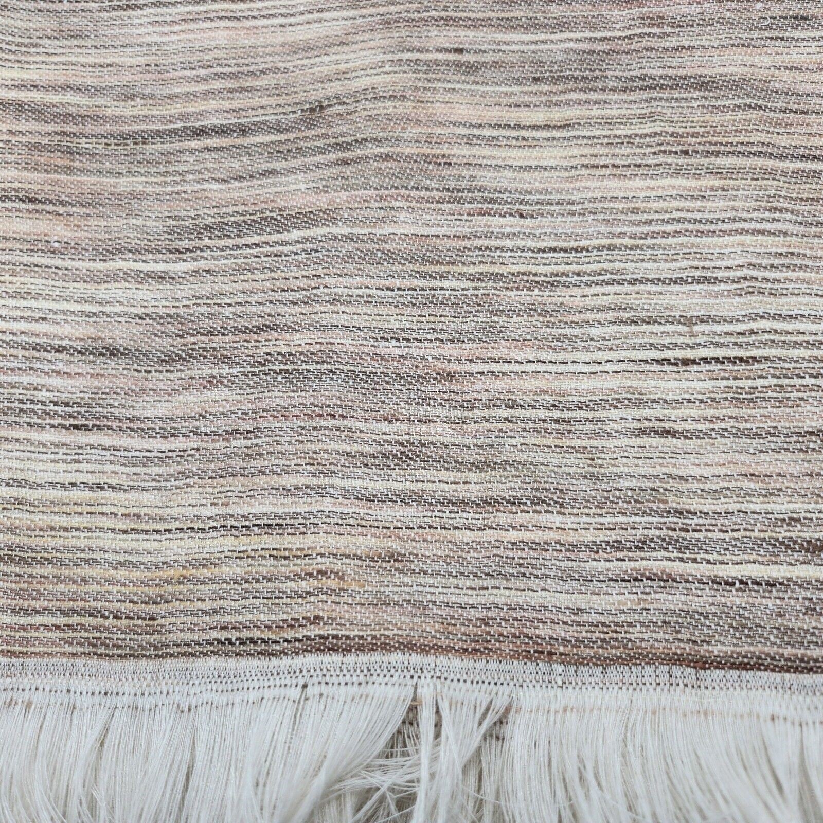 Sferra Pebble Throw Blanket Fringe Linen Woven Linear Design Oversized Italy NEW1