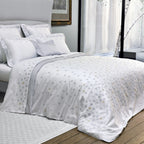 Yves Delorme Neige King Flat Sheet Embroidered Snowflakes Egyptian Cotton LE NEW6