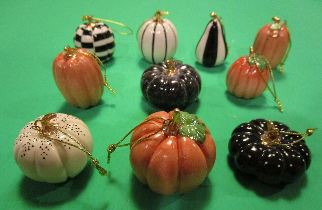 Lenox Mini Pumpkin Ornament 10 PC. Set Thanksgiving Halloween Autumn Gourds New6