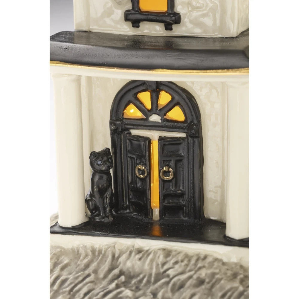 Lenox Halloween Lighted Haunted Mansion House Figurine Graveyard Bat Vintage NEW5