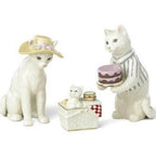 Lenox Cat Family Picnic Figurines 3 PC Victorian Kitten in Basket Hat Cake NEW0