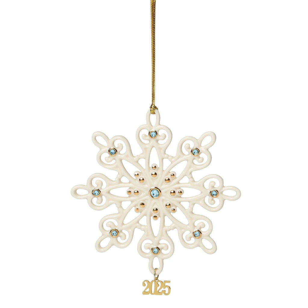 Lenox 2025 Gemmed Snowflake Ornament Annual Icy Blue Crystals Christmas Gift NEW0