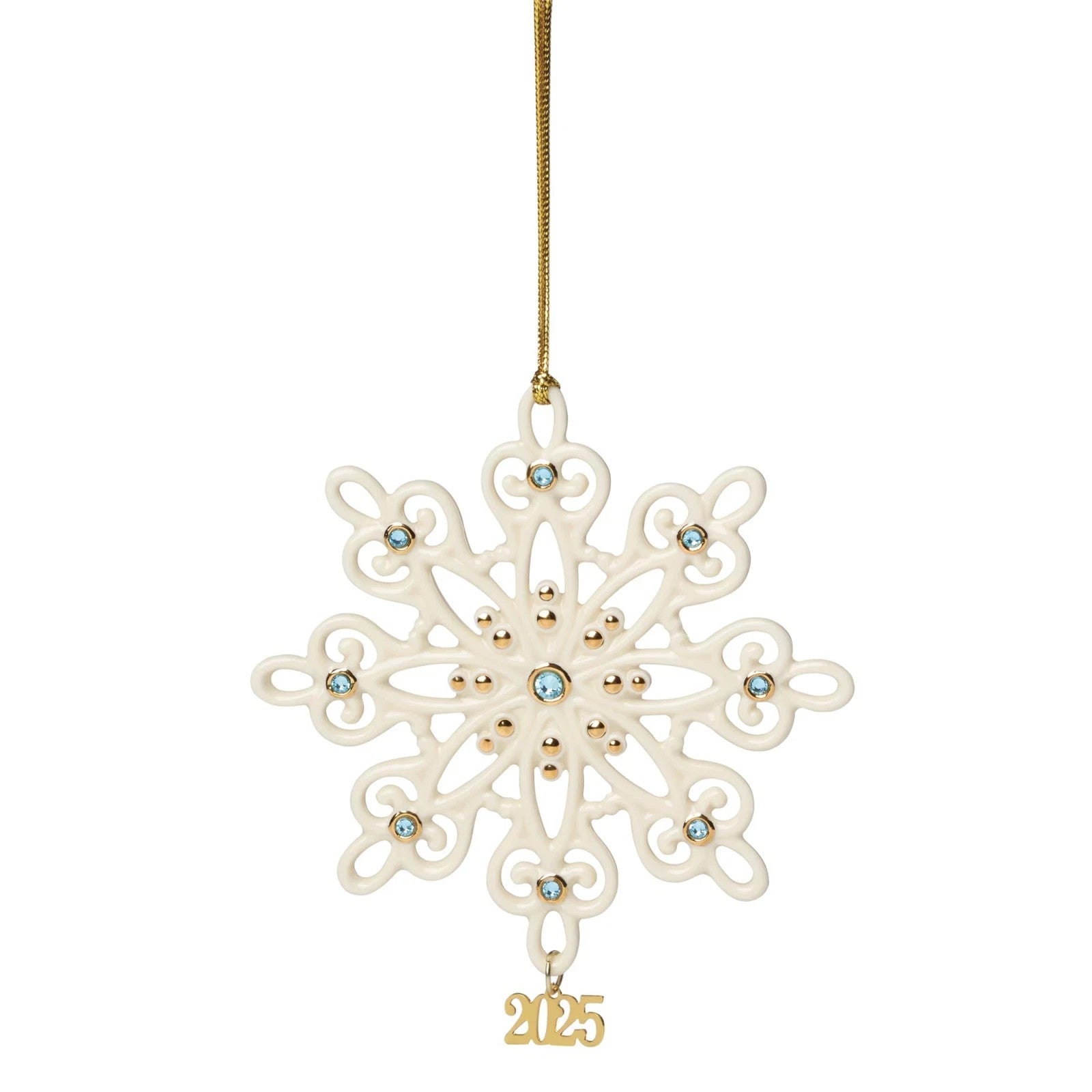 Lenox 2025 Gemmed Snowflake Ornament Annual Icy Blue Crystals Christmas Gift NEW0