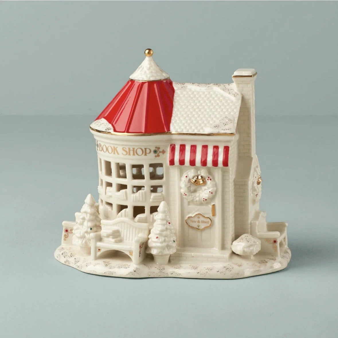 Lenox Mistletoe Park Lighted Book Store Figurine Village Treasures Christmas NEW9