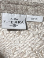 Sferra Veroli Khaki King Coverlet Textured Tile Motif 100% Cotton Italy NEW9