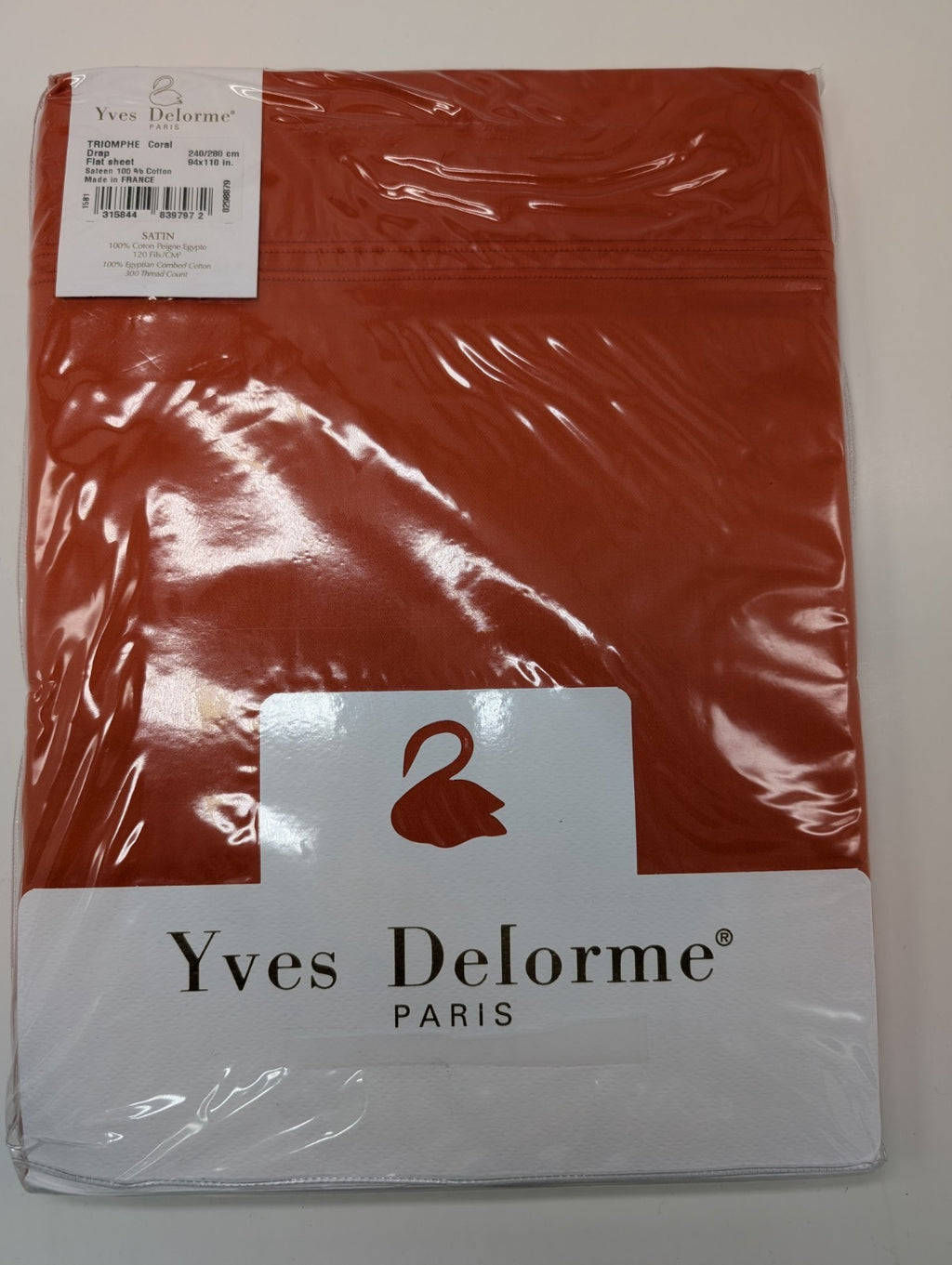 Yves Delorme Triomphe Orange Queen Sheet Set 4PC 100% Egyptian Cotton Sateen NEW18