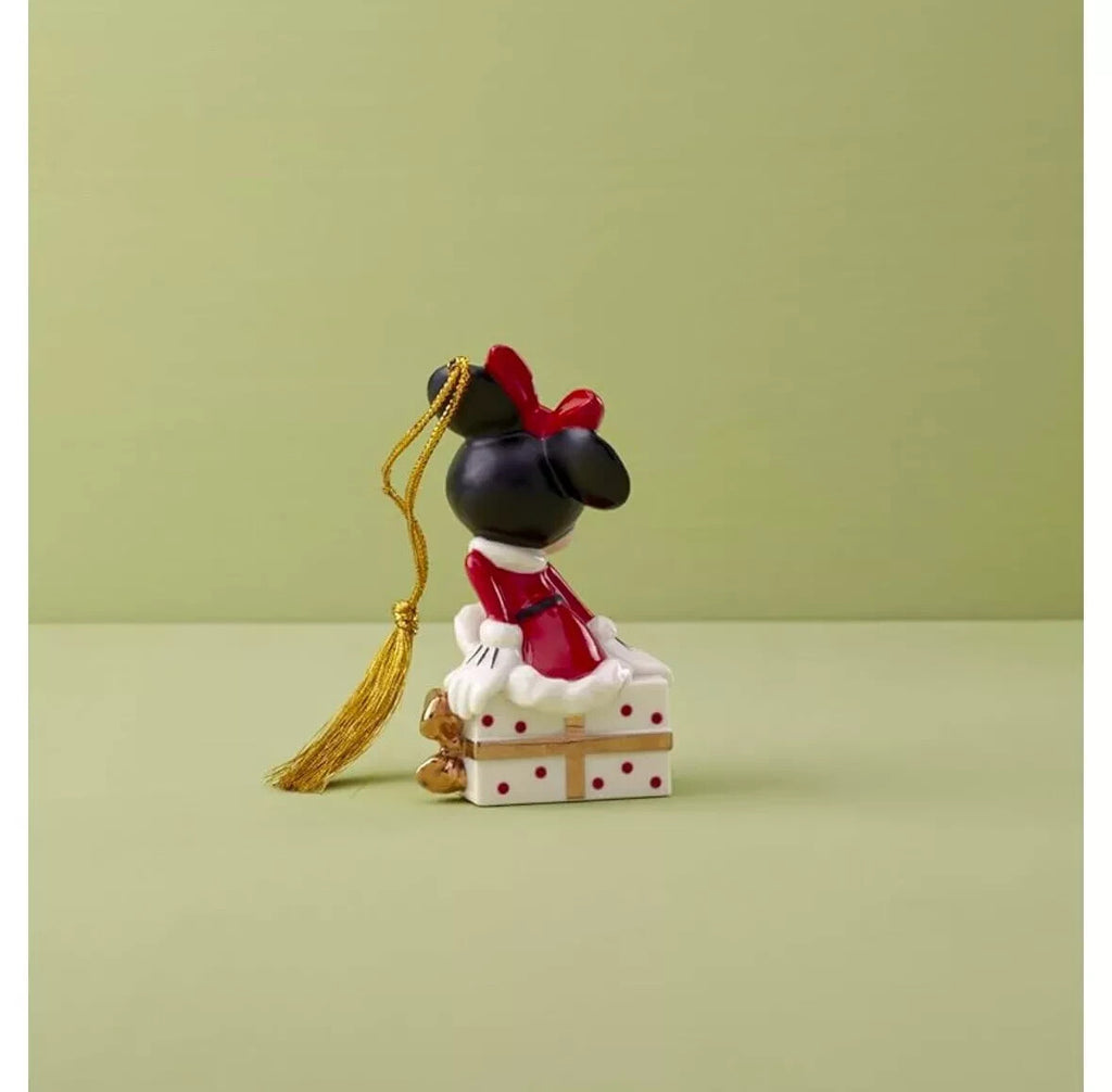 Lenox Disney 2024 Minnie Mouse Figurine Ornament Sitting On Gift NEW4