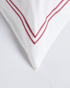 Sferra Grande Hotel King Shams 2 Egyptian Percale White/Berry Double Stitch New3