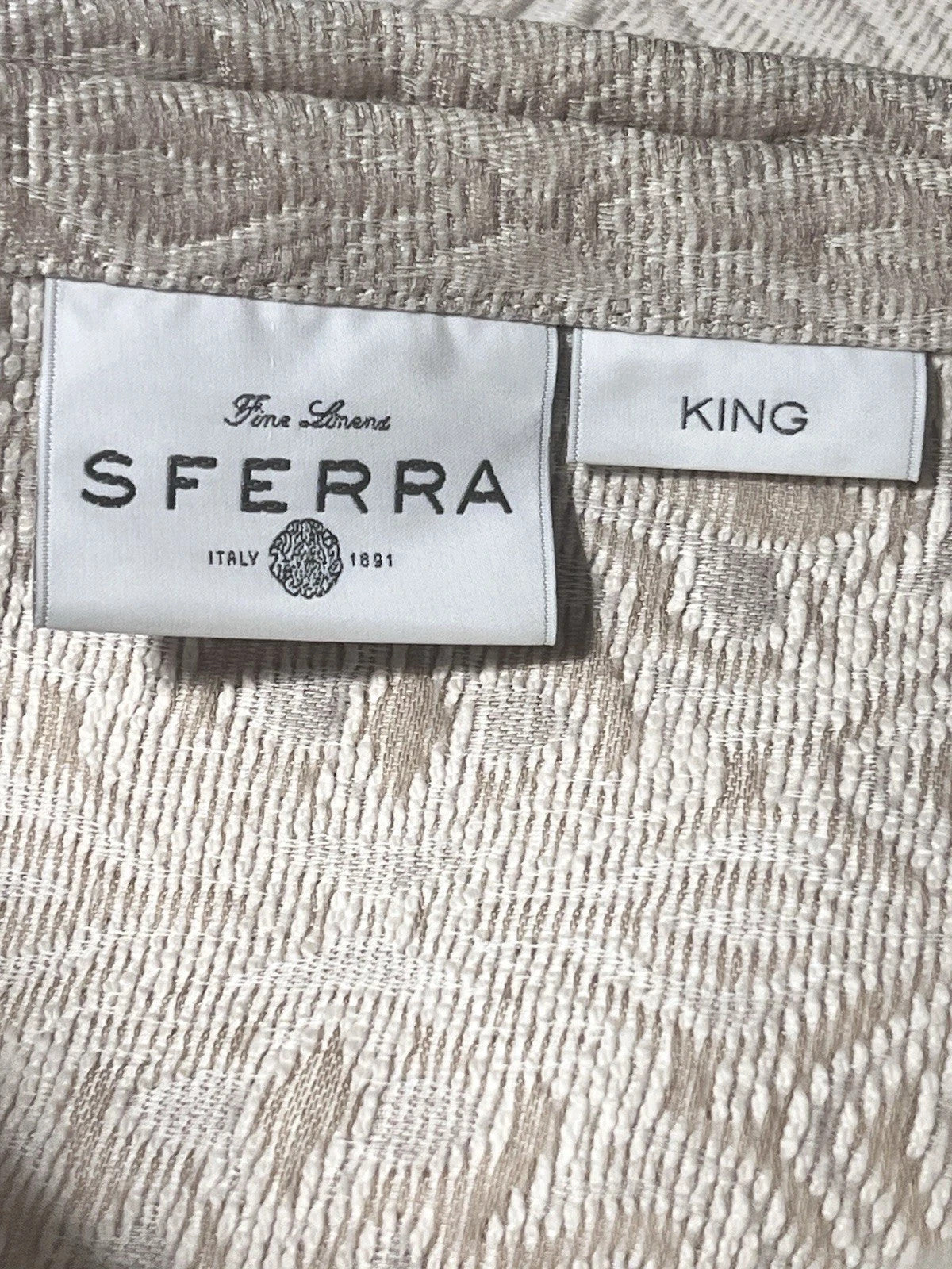 Sferra Veroli Khaki King Coverlet Textured Tile Motif 100% Cotton Italy NEW7