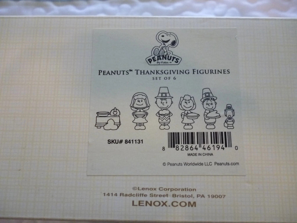 Lenox Peanuts Thanksgiving Figurines 6PC Pilgrim Dinner Snoopy Charlie Brown NEW6
