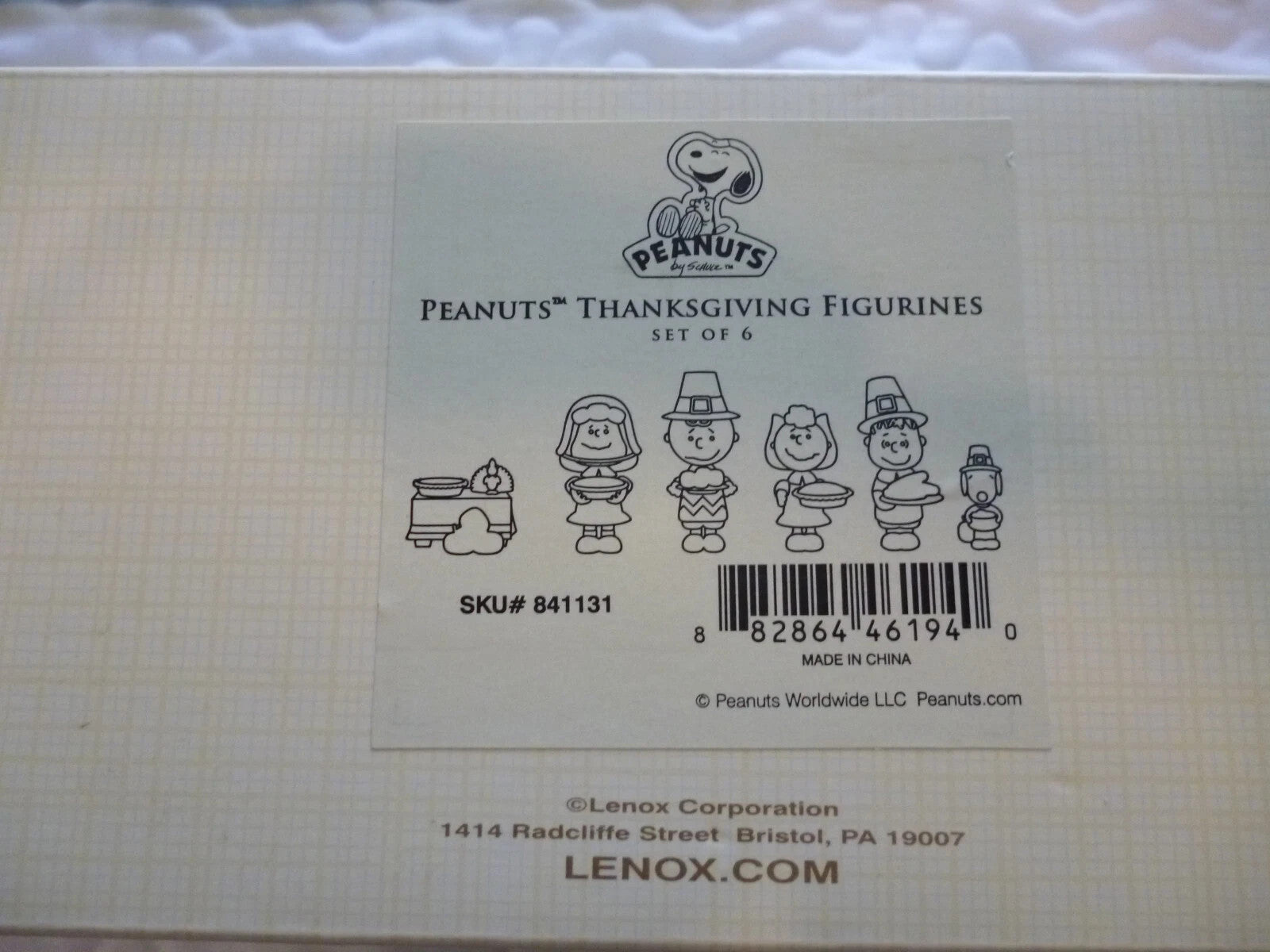 Lenox Peanuts Thanksgiving Figurines 6PC Pilgrim Dinner Snoopy Charlie Brown NEW6
