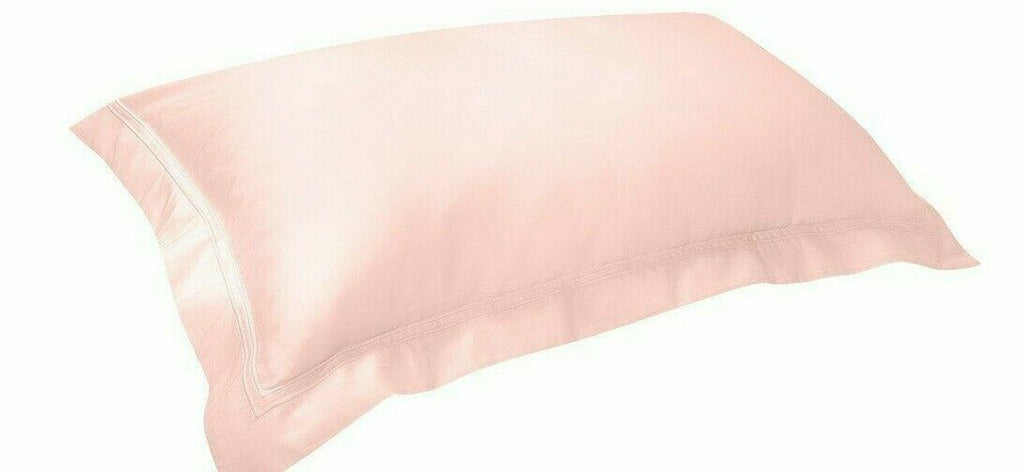 Yves Delorme Triomphe Pink King Shams Pair Blush Saddle Stitch Cotton Sateen NEW0
