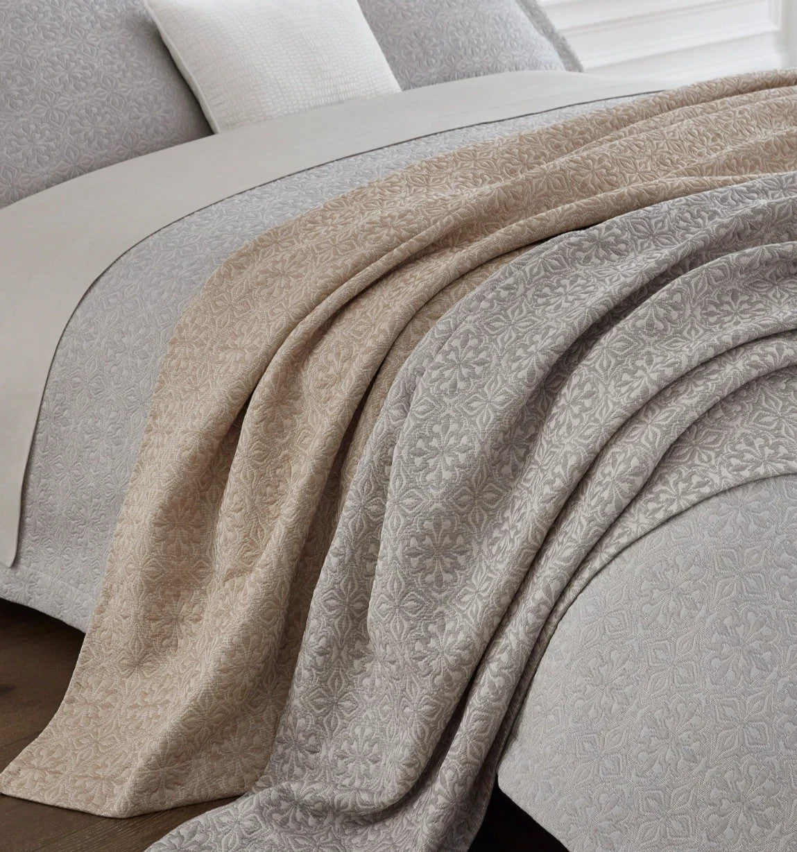Sferra Veroli Ice Boudoir Sham Textured Tile Motif Cotton Matelassé Italy NEW4