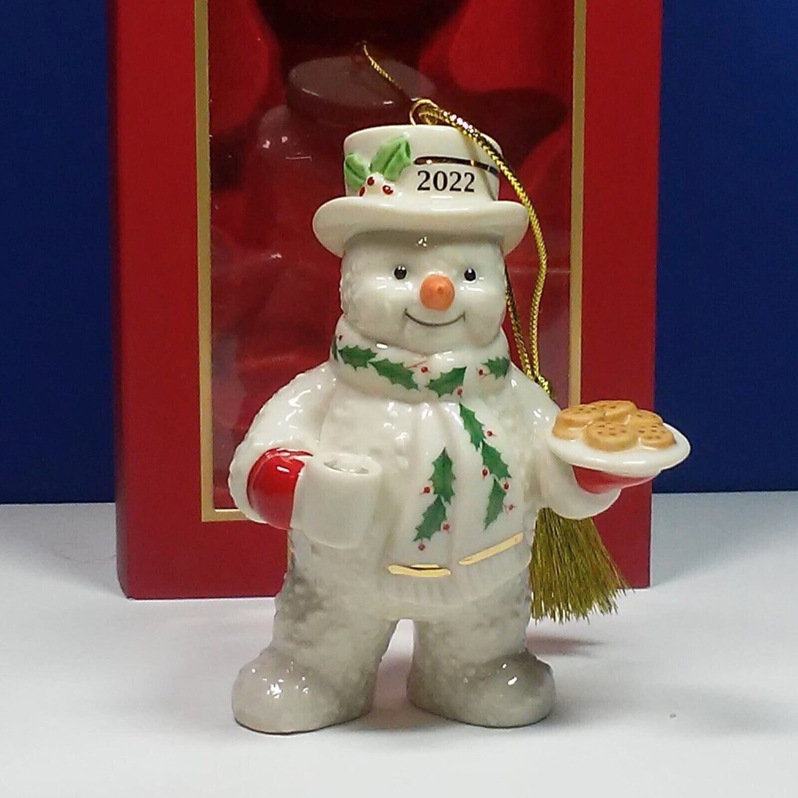 Lenox 2022 Snowman Figurine Ornament Annual Treats Cookies Cocoa Christmas NEW5