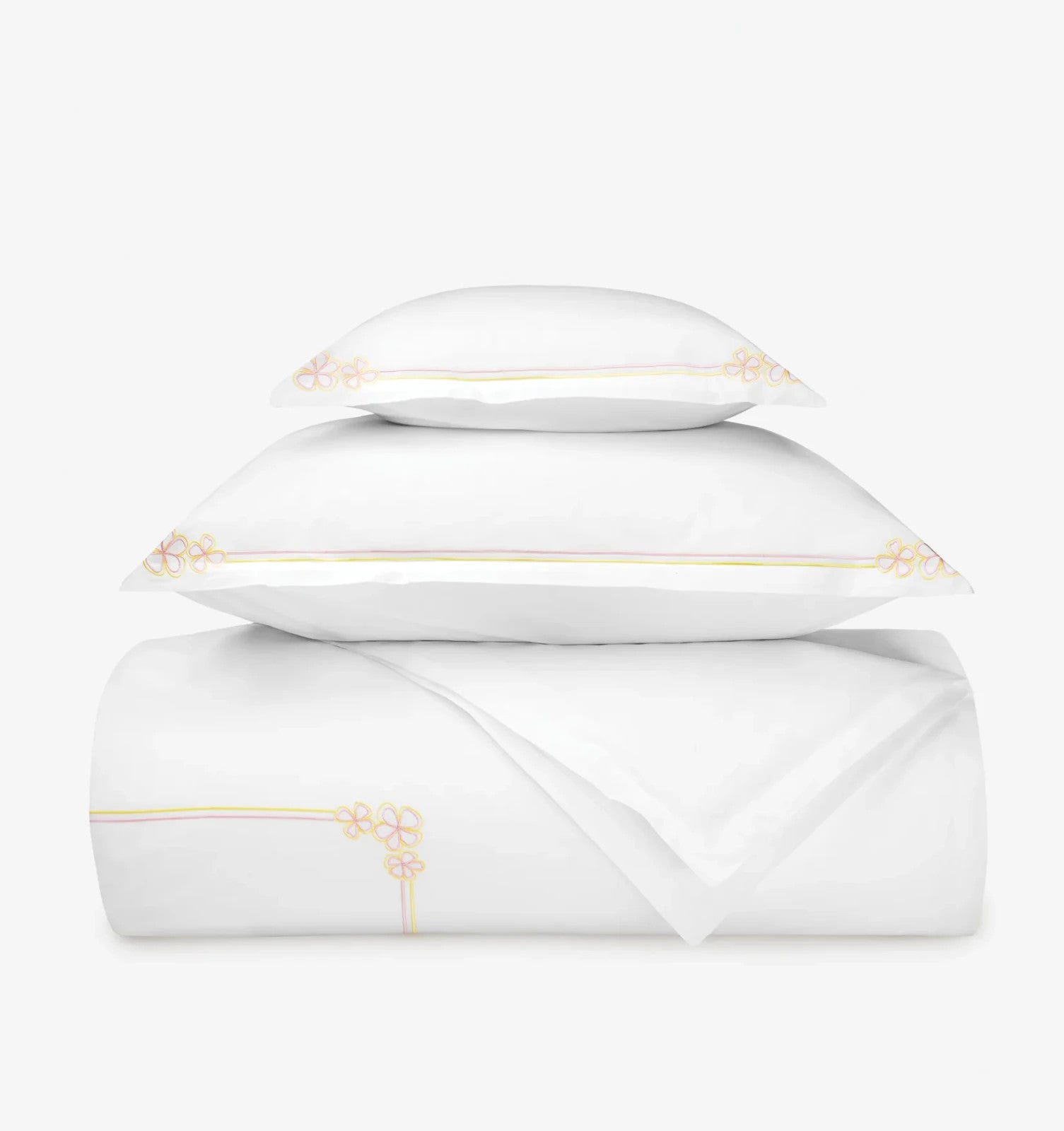 Sferra Fiorina Euro Continental Shams 2 Carnation Embroidery Cotton Percale NEW8