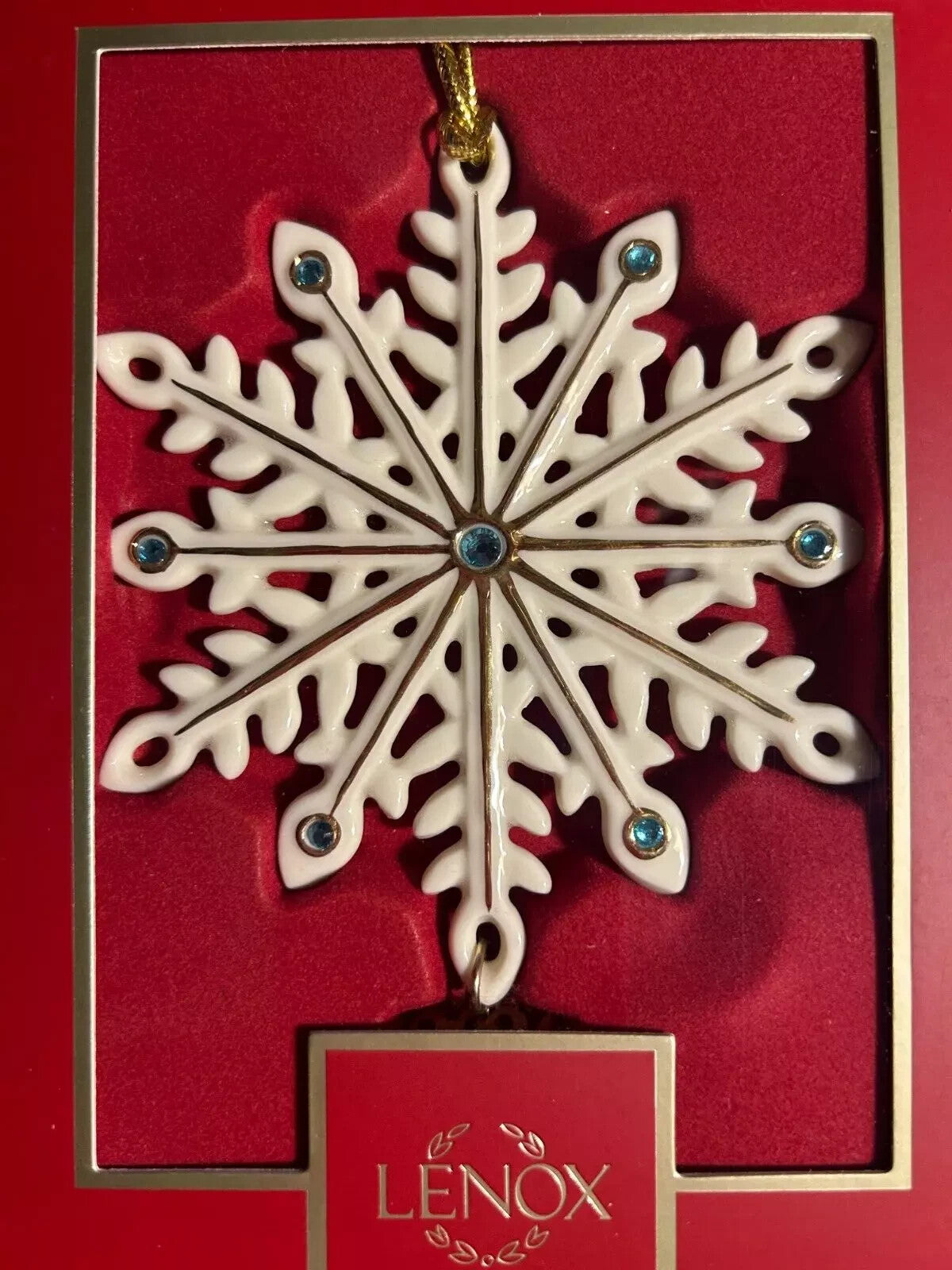 Lenox 2024 Gemmed Snowflake Ornament Annual Icy Blue Crystals Christmas Gift NEW4