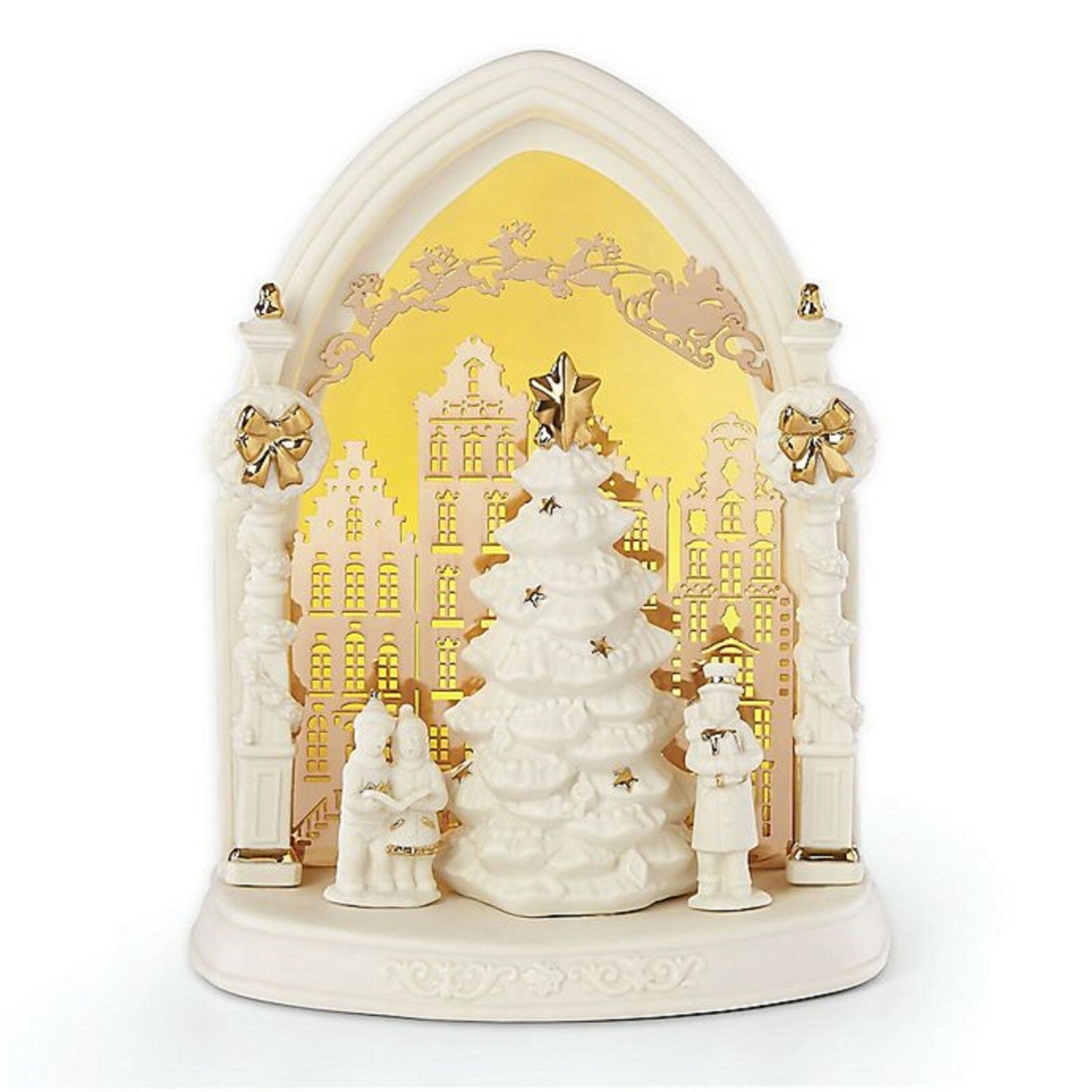 Lenox Illuminations Lighted Christmas Tree Carolers Figurine Town Square NEW0