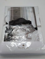 Yves Delorme Italics White Queen Duvet Tan Embroidery Egyptian Cotton Sateen NEW1