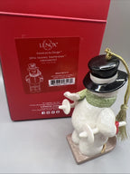 Lenox 2016 Snowman Skiing Figurine Ornament Annual Poles Skis Hat Christmas NEW2