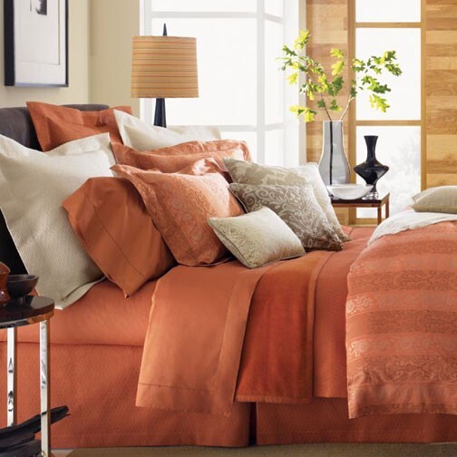 Sferra Celeste Orange King Pillow Sham Paprika Egyptian Cotton Percale Italy NEW3