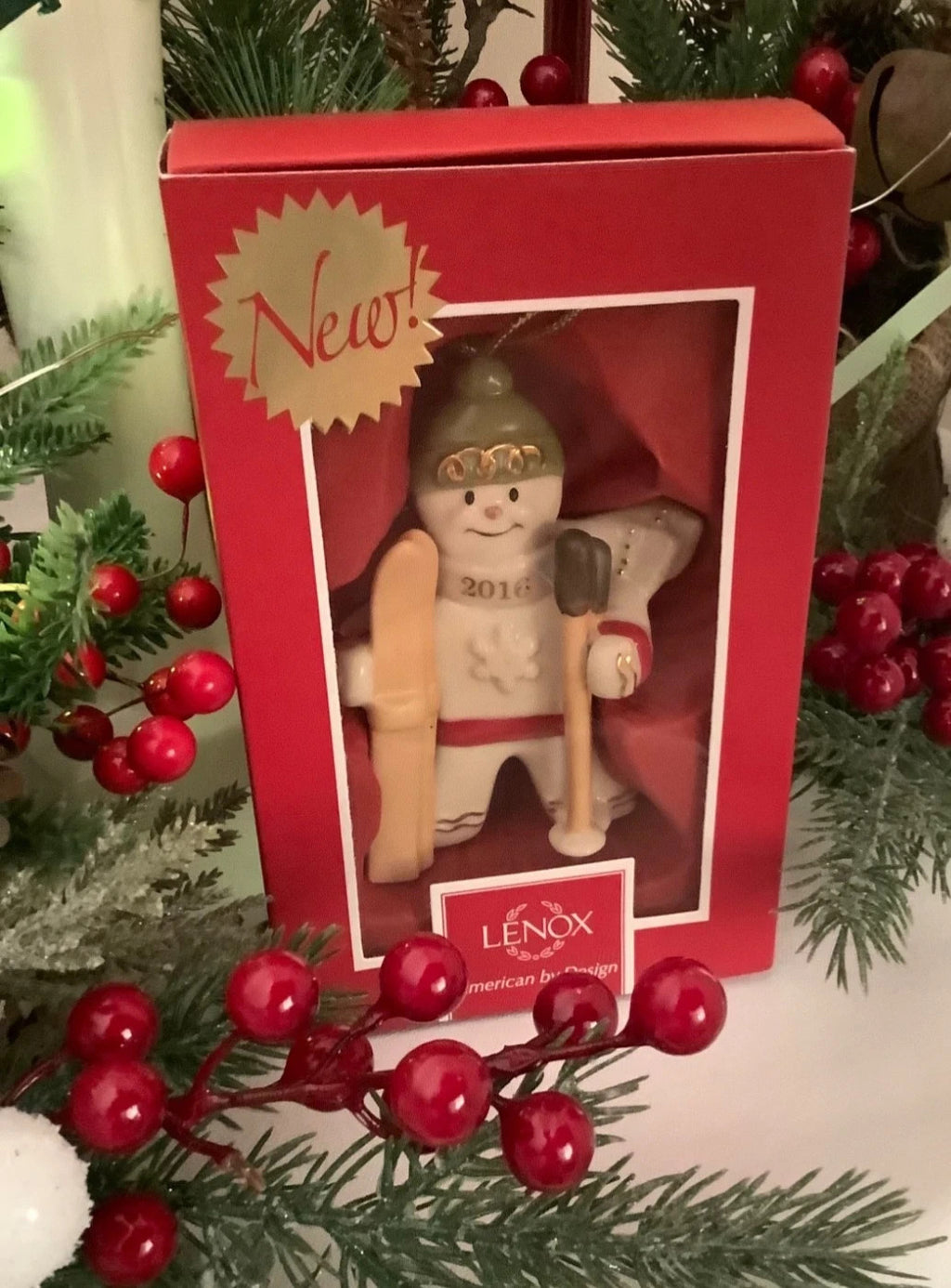 Lenox 2016 Gingerbread Man Ornament Figurine Downhill Ski Delight Christmas NEW10