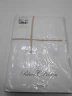 Yves Delorme Athena Queen Duvet Set 3PC Tan Stripes Egyptian Percale 500TC NEW15