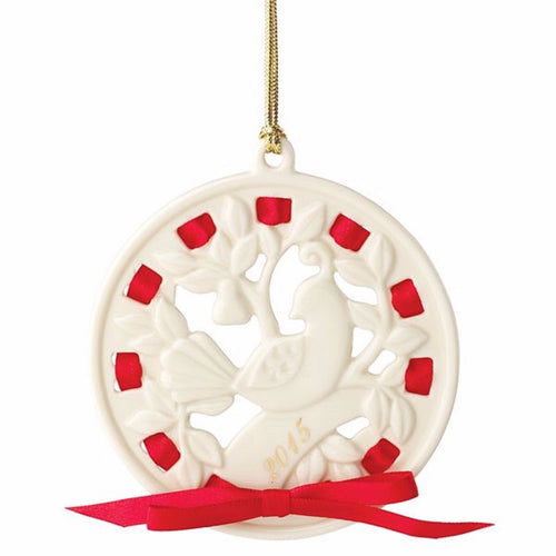 Lenox 2015 Partridge In A Pear Tree Ornament Porcelain Christmas Red Ribbon NEW0